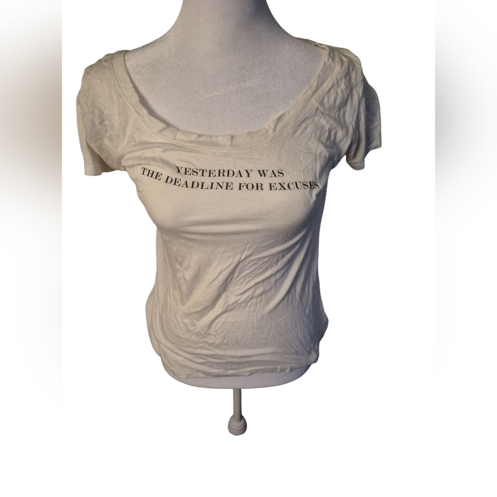 Express Women   White Graphic Tee-Yesterday was the Deadline For Excuses